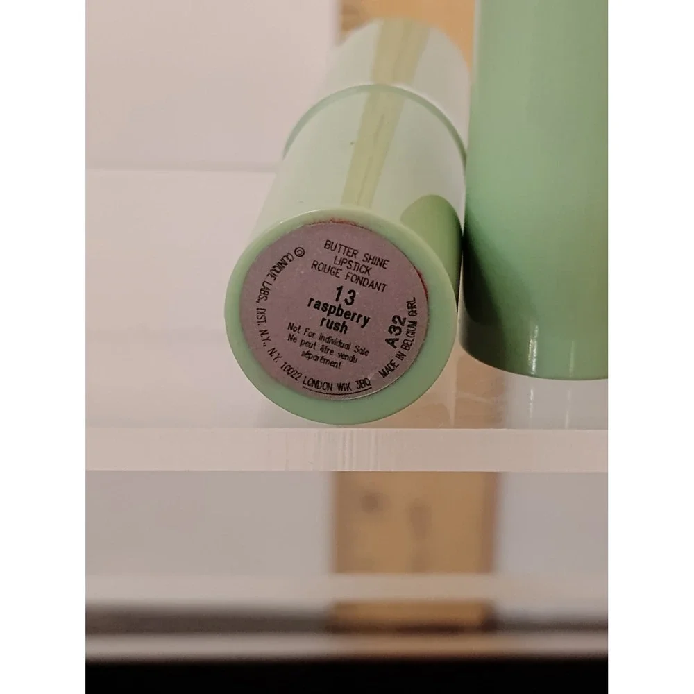Clinique Butter Shine Lipstick 13 Raspberry Rush Rouge Fondant Green Tube A32